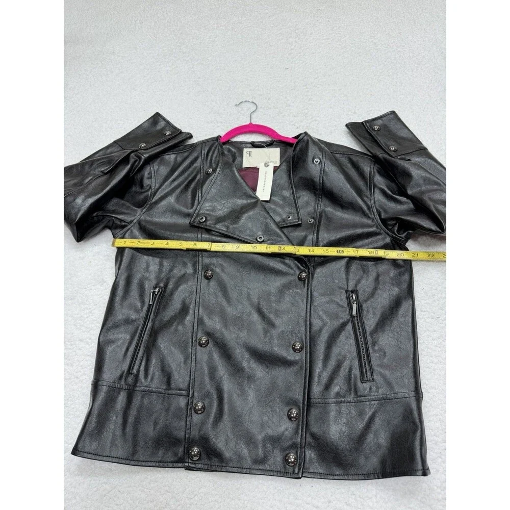Anthropologie Pilcro Moto Jacket Faux Leather Asymmetric Snap Western XS NWT